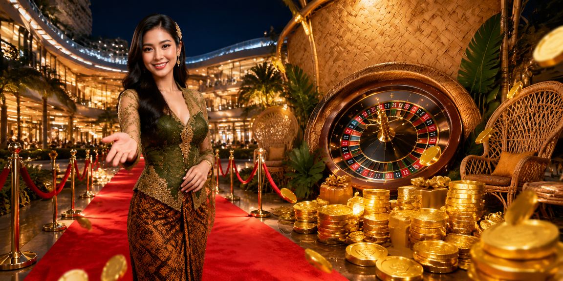 Suasana meja roulette yang meriah dalam acara festival casino bergaya elegan